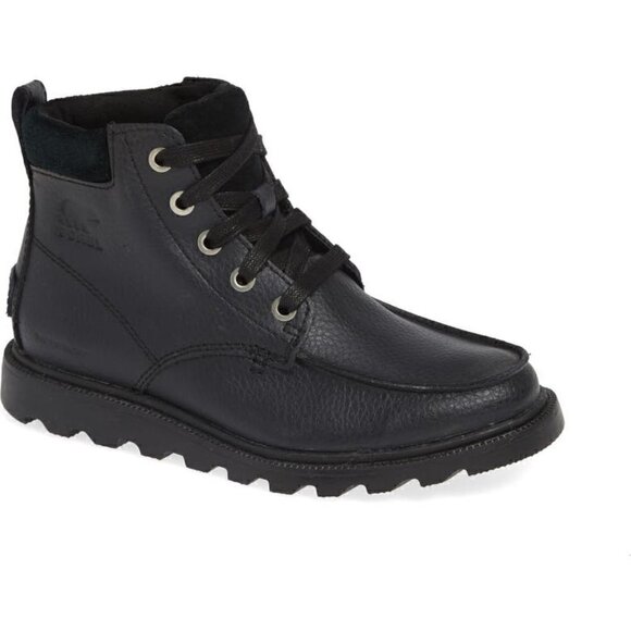 Sorel Madson Black Leather Waterproof Moc Toe Boot Size 5 EUR 37 - Picture 1 of 8